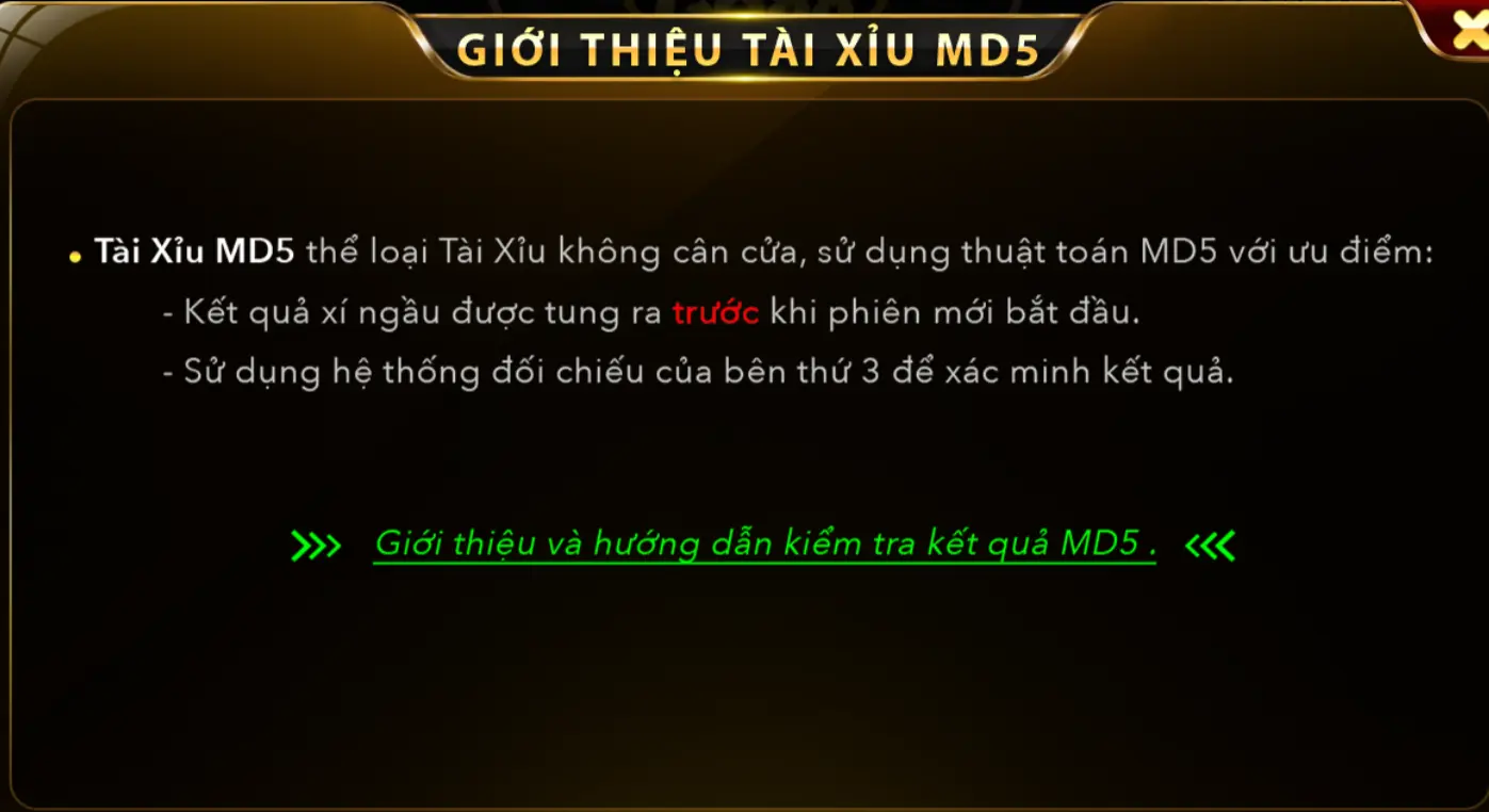 Luật chơi tài xỉu MD5 trên cổng game Go88