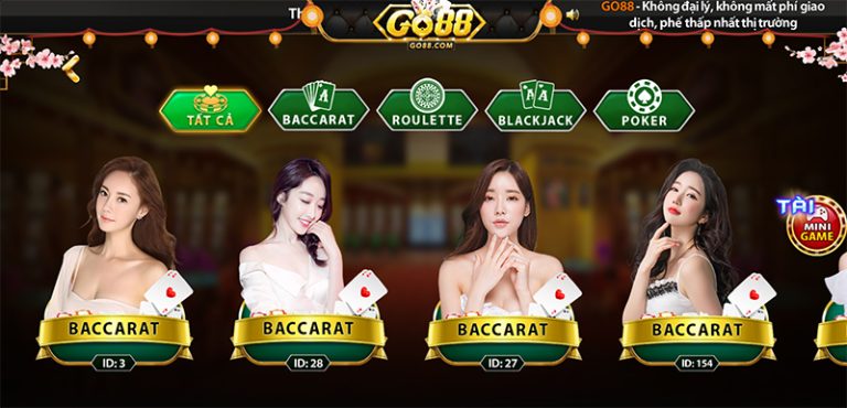 Danh sách các trò chơi hấp dẫn tại Live casino Go88