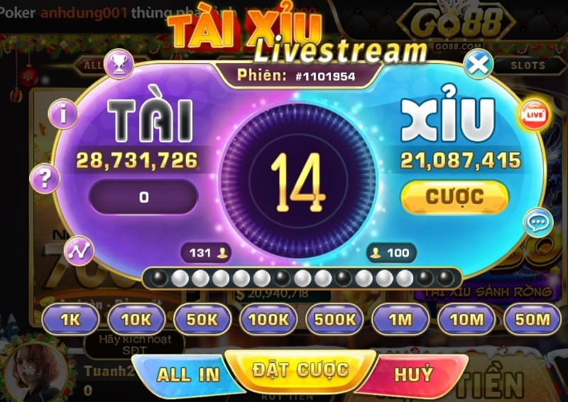 Giới thiệu tựa game Tài xỉu Livestream Go88