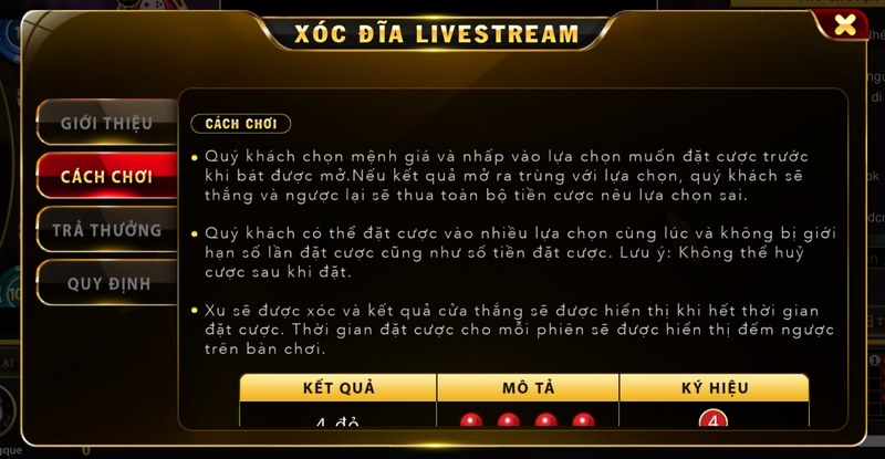 Luật chơi game Xóc đĩa Livestream Go88 online